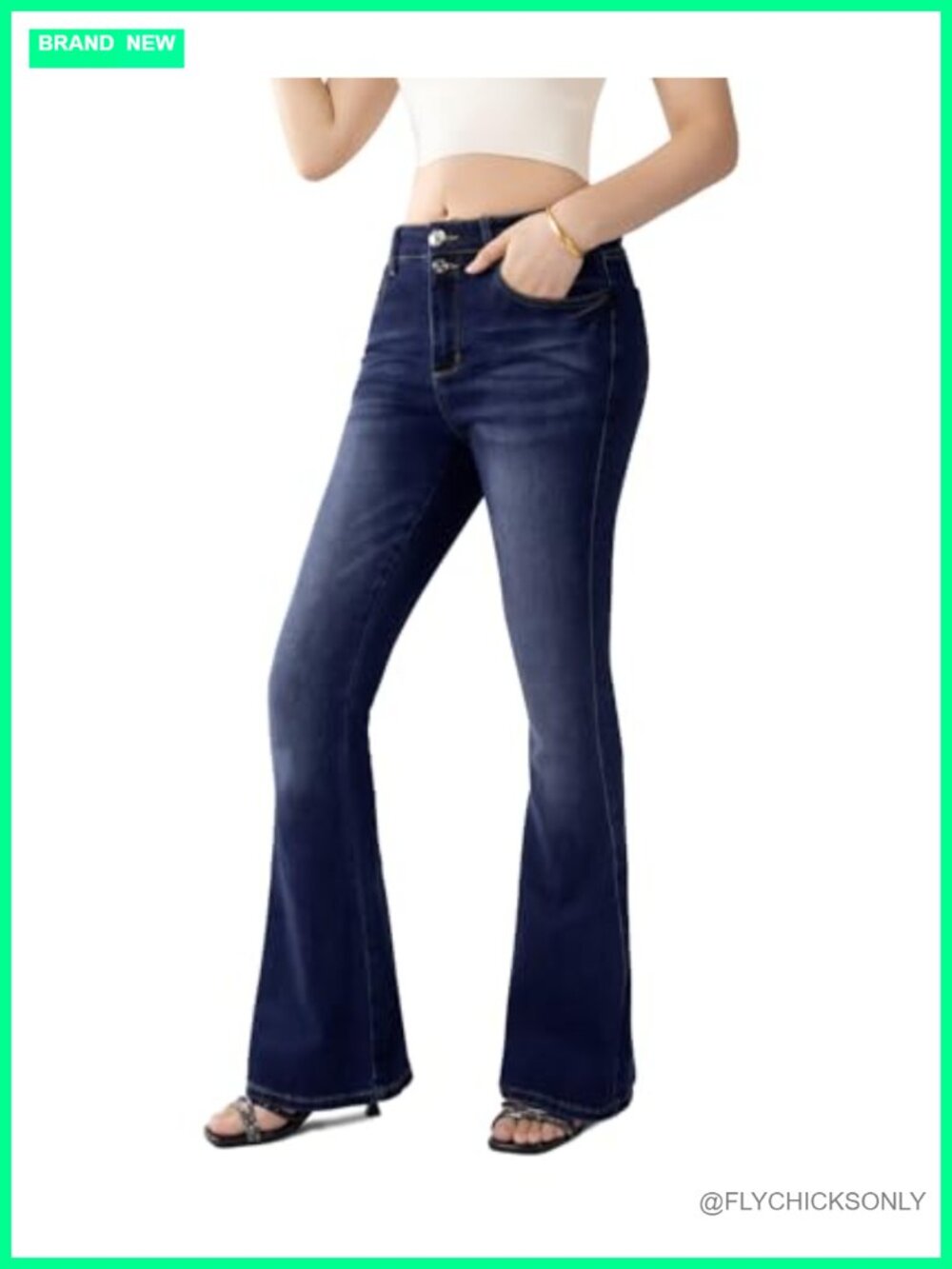 High Waisted Flare Bell Bottom Jeans Wide Leg Bootcut Stretchy Denim Pants